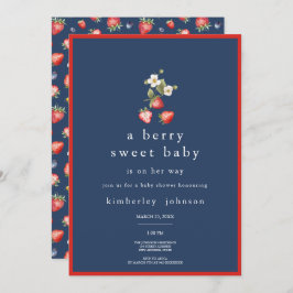 Invitación a Baby Shower del Chica de fresa dulce