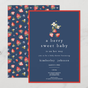 Invitación a Baby Shower del Chica de fresa dulce