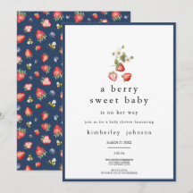 Invitación a Baby Shower del Chica de fresa dulce