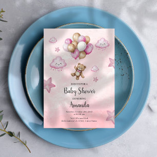 Invitación a Baby Shower del Chica de globo Bear B