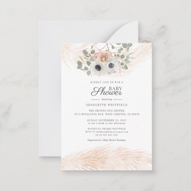 Invitación a Baby Shower del Chica de Grass Floral (Anverso)