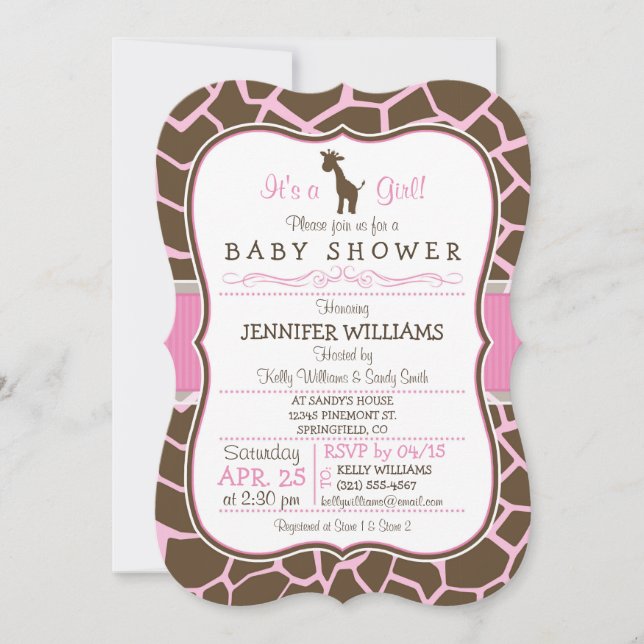 Invitación a Baby Shower del Chica de guijarros ro (Anverso)