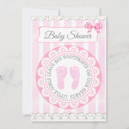 Invitación a Baby Shower del Chica de huellas rosa