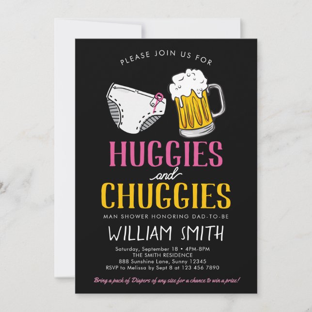 Invitación a Baby Shower del Chica de Huggies y Ch (Anverso)