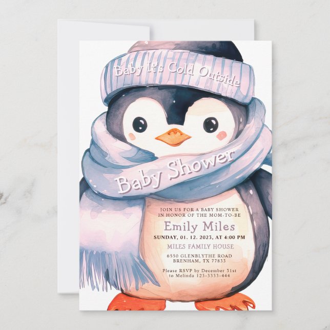 Invitación a Baby Shower del Chica de invierno pin (Anverso)