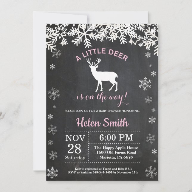 Invitación a Baby Shower del Chica de invierno Woo (Anverso)