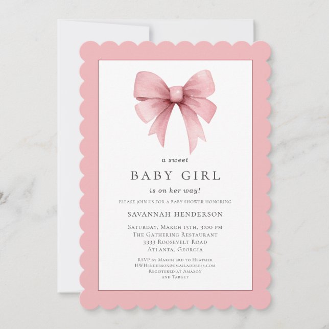 Invitación a Baby Shower del Chica de la barra de  (Anverso)