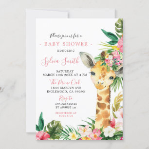 Invitación a Baby Shower del Chica de la jirafa tr
