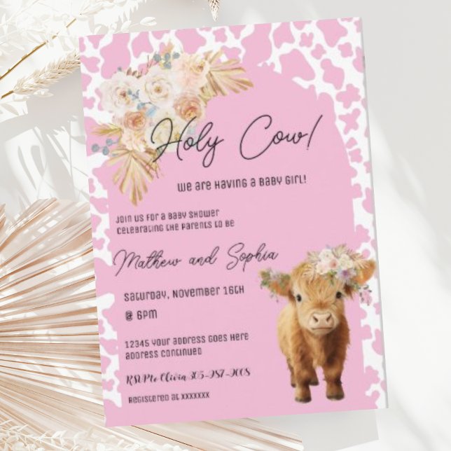Invitación a Baby Shower del Chica de la vaca sagr (Subido por el creador)