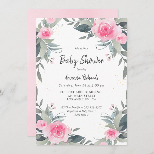 Invitación a Baby Shower del Chica de la vegetació (Anverso / Reverso)