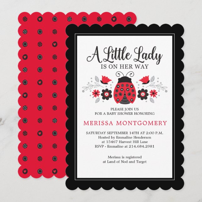 Invitación a Baby Shower del Chica de Little Lady  (Anverso / Reverso)