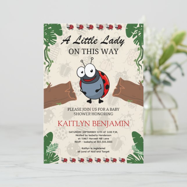Invitación a Baby Shower del Chica de Little Lady  (Anverso de pie)