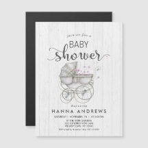 Invitación a Baby Shower del Chica de madera blanc