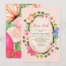Invitación a Baby Shower del Chica de mariposa de 