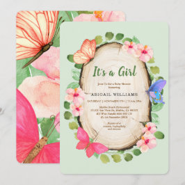 Invitación a Baby Shower del Chica de mariposa de 