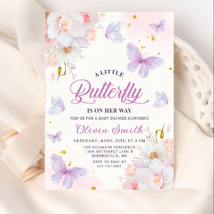 Invitación a Baby Shower del Chica de mariposa flo