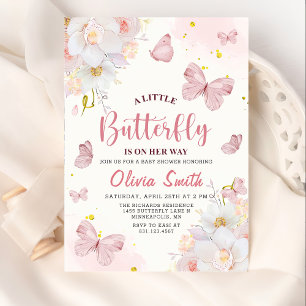 Invitación a Baby Shower del Chica de mariposa flo