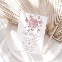 Invitación a Baby Shower del Chica de mariposa flo