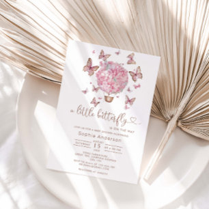 Invitación a Baby Shower del Chica de mariposa flo