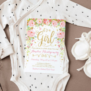 Invitación a Baby Shower del Chica de mariposa flo
