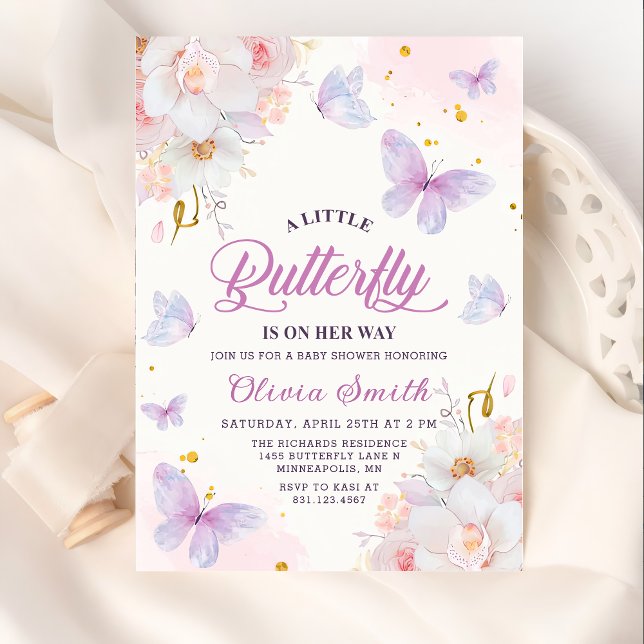 Invitación a Baby Shower del Chica de mariposa flo (Subido por el creador)