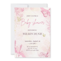 Invitación a Baby Shower del Chica de mariposa flo