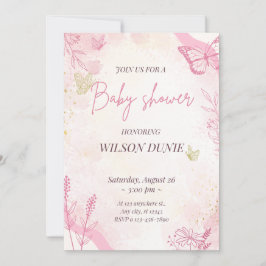 Invitación a Baby Shower del Chica de mariposa flo