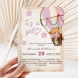 Invitación a Baby Shower del Chica de osito de pel