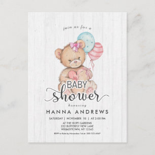 Invitación a Baby Shower del Chica de Oso de Teddy