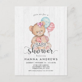 Invitación a Baby Shower del Chica de Oso de Teddy