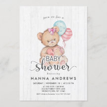 Invitación a Baby Shower del Chica de Oso de Teddy
