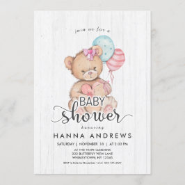 Invitación a Baby Shower del Chica de Oso de Teddy