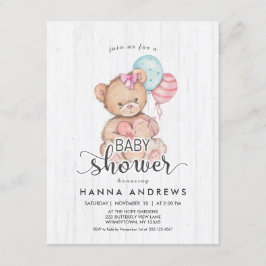Invitación a Baby Shower del Chica de Oso de Teddy