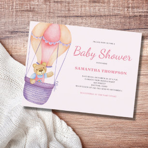 Invitación a Baby Shower del Chica de Oso Rosa Ted