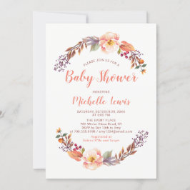 Invitación a Baby Shower del Chica de otoño floral