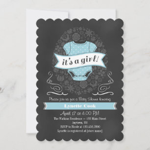 Invitación a Baby Shower del Chica de pizarra azul