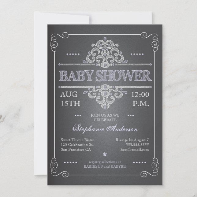 Invitación a Baby Shower del Chica de pizarra de c (Anverso)