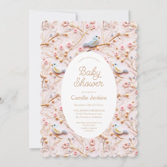 Invitación a Baby Shower del Chica de Primavera Fl (Anverso)