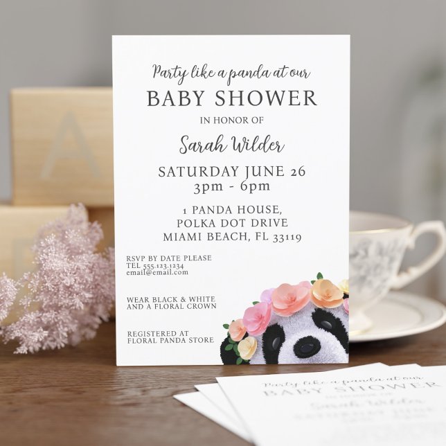 Invitación a Baby Shower del Chica de puntos de Pa (Party like a panda at your baby shower! Just add your details)