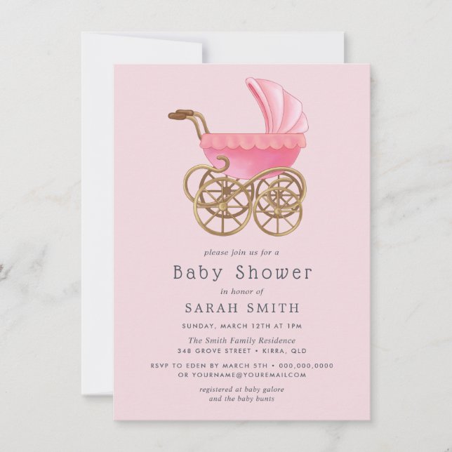 Invitación a Baby Shower del Chica de rodillos ros (Anverso)