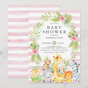 Invitación a Baby Shower del Chica de Safari de la