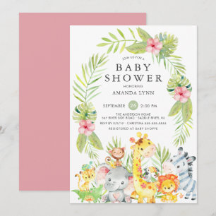 Invitación a Baby Shower del Chica de Safari de la