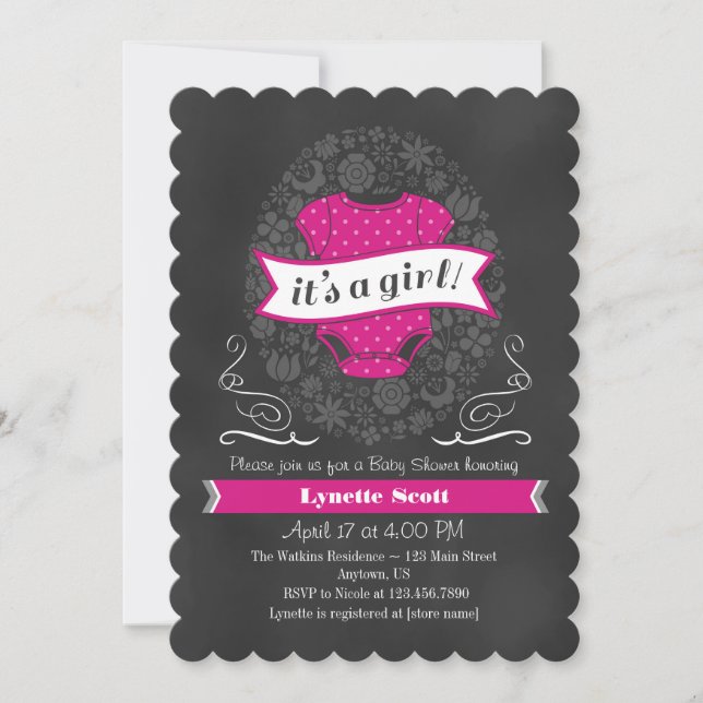 Invitación a Baby Shower del Chica de tablero de c (Anverso)
