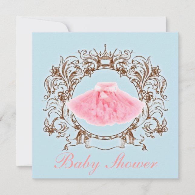 Invitación a Baby Shower del Chica de tutu rosado  (Anverso)