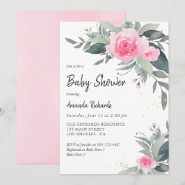 Invitación a Baby Shower del Chica de verde rosa R