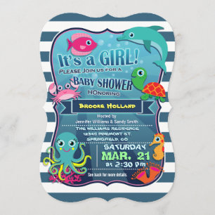 Invitación a Baby Shower del Chica de vida marina