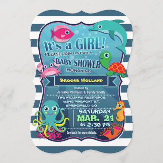 Invitación a Baby Shower del Chica de vida marina 