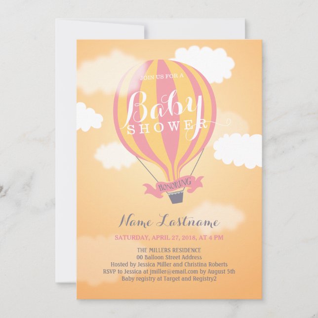 Invitación a Baby Shower del Chica del atardecer d (Anverso)