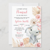 Invitación a Baby Shower del Chica del Elefante Ro
