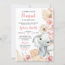 Invitación a Baby Shower del Chica del Elefante Ro